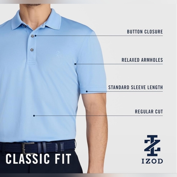 IZOD NEW Golf Pro Tech Grid Polo Shirt Mens XL Purple Short Sleeve Quick Dry - Picture 15 of 15